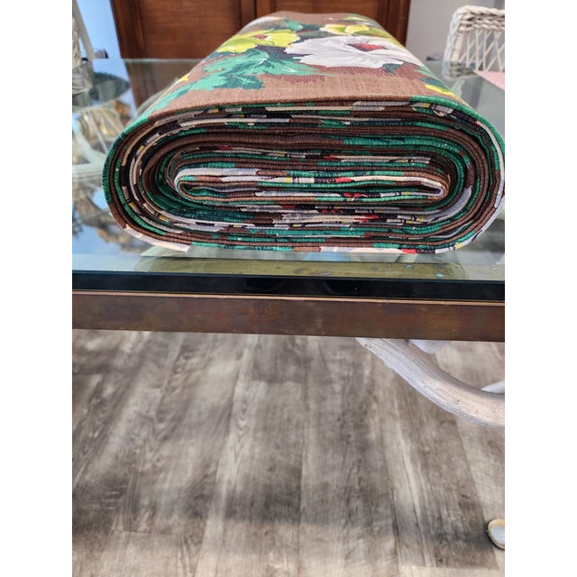 Rare 18 Yards Uncut Vintage 1940's Mid-Century Floral Barkcloth For Sale - Image 12 of 15
