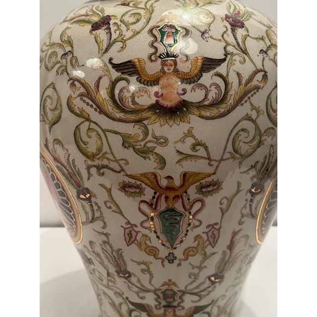 Large Portrait Motif Majolica Lidded Vases -a Pair For Sale - Image 17 of 17