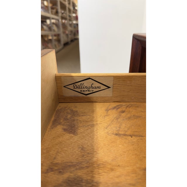 Merton Gershun for Dillingham Esprit Walnut Nightstand – Mid-Century Modern Side Table With Open Shelf For Sale - Image 9 of 10