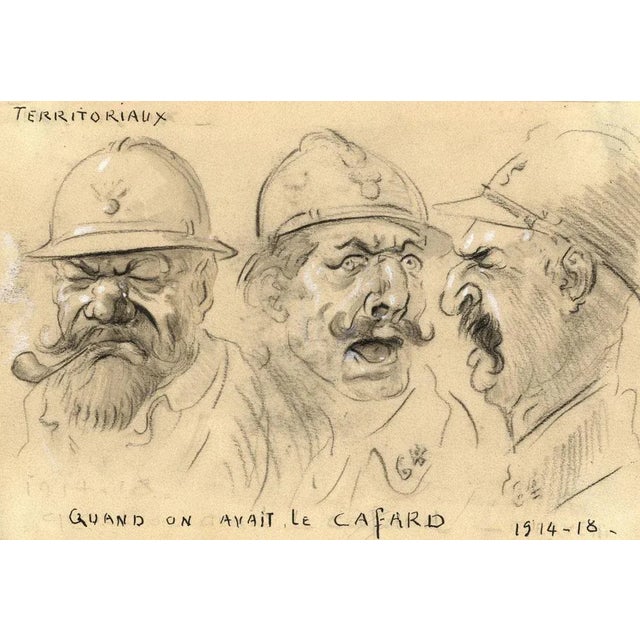 G. Cervelli, World War One French Satirical Caricature, 1910s, Charcoal For Sale - Image 5 of 5