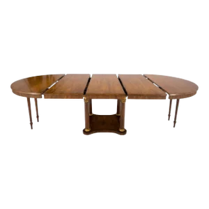 Baker large Round Single Pedestal Base Three Extension Boards Dining Table