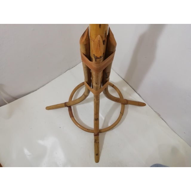 Bamboo and Wicker Coat Stand, Italy, 1950s For Sale - Image 6 of 7
