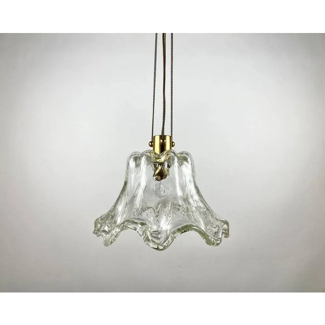 Vintage Ceiling Lamp in Glass & Brass, Germany, 1970s For Sale - Image 9 of 9