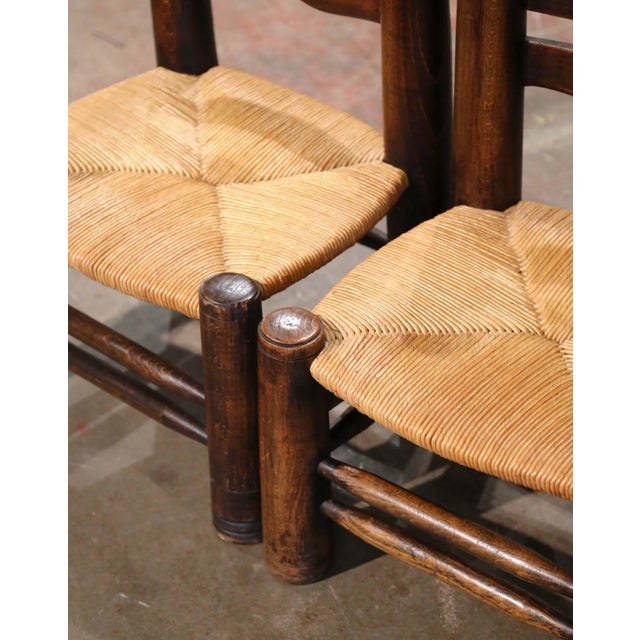 Pair Early 20th Century French Walnut Rush Chairs Attributed to Dudouyt For Sale In Dallas - Image 6 of 10