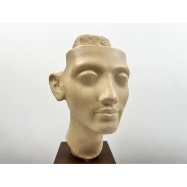 French Louvre Museum Reproduction Classical Male Bust, French Plaster Sculpture on Wood 1990's For Sale - Image 3 of 17