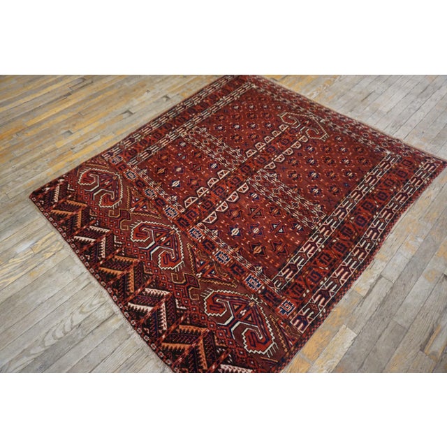 19th Century Turkmen Engsi Carpet ( 4 7" x 5'2" - 140 x 157 ) For Sale - Image 12 of 12