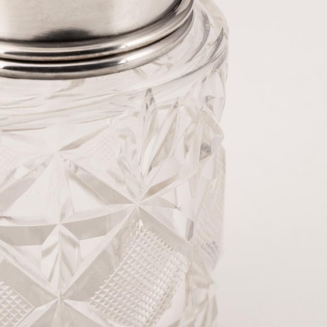 Glass 20thc English Silver, Guilloché Enamel & Cut Crystal Jar, London 1929 For Sale - Image 7 of 14