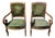 Pair of 19th-Century Louis Philippe Green Velvet Fauteuils (Armchairs). For Sale