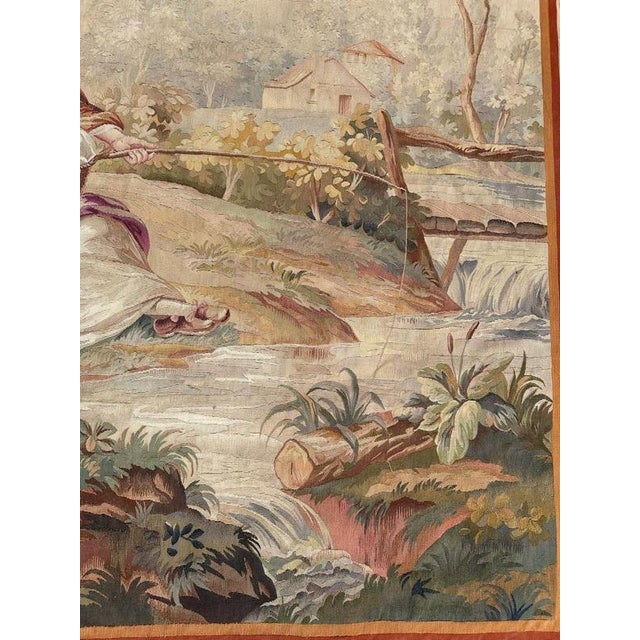 Antique French Aubusson Lovers Who Fish Tapestry, 1890s For Sale - Image 9 of 18