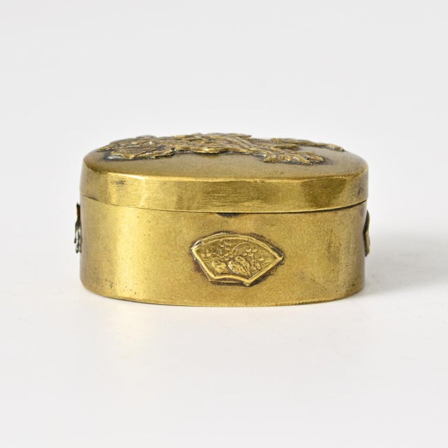 Antique Meiji Japanese Brass Pill Box, 1890s For Sale - Image 6 of 12