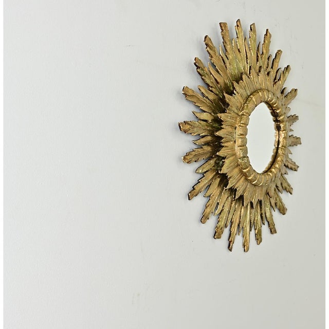 Traditional Italian 19th Century Giltwood Starburst Mirror For Sale - Image 3 of 7