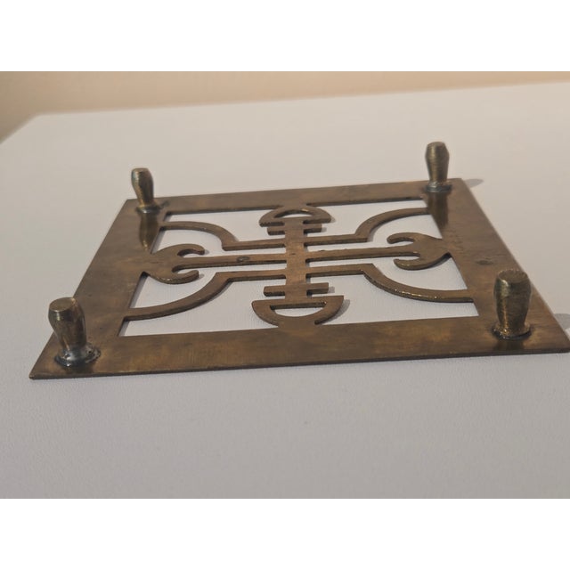 Brass Late 20th Century Asian-Themed Brass Trivet For Sale - Image 8 of 10