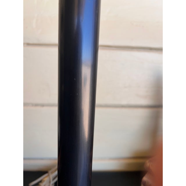 Wood Vintage Italian Wooden Ebonized & Parcel Gilt Tall Table Lamp With New Drum Shade For Sale - Image 7 of 15