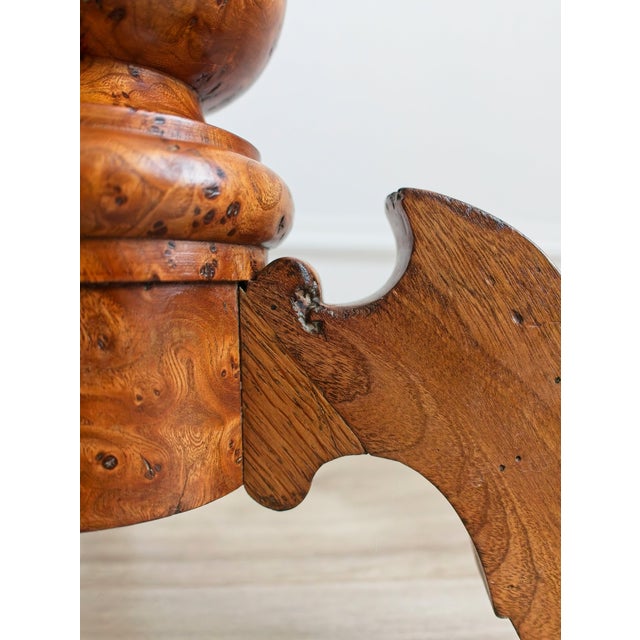 Antique Maple Burl Wood Side Table For Sale - Image 9 of 13