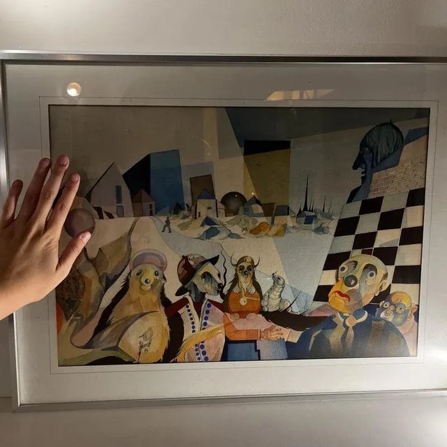 Modern David, Cubo-Surrealist Composition, 1974, Mixed Media on Paper, Framed For Sale - Image 3 of 13