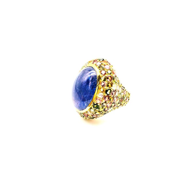 Bochic "Orient" Vintage Sapphire & Multi Gem Ring Set In 18K Yellow Gold & Silver For Sale In New York - Image 6 of 18