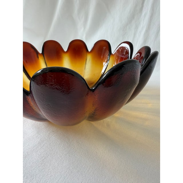 Mid 20th Century Mid 20th Century Amber Art Glass, Lotus Bowl by Indiana Glass For Sale - Image 5 of 11