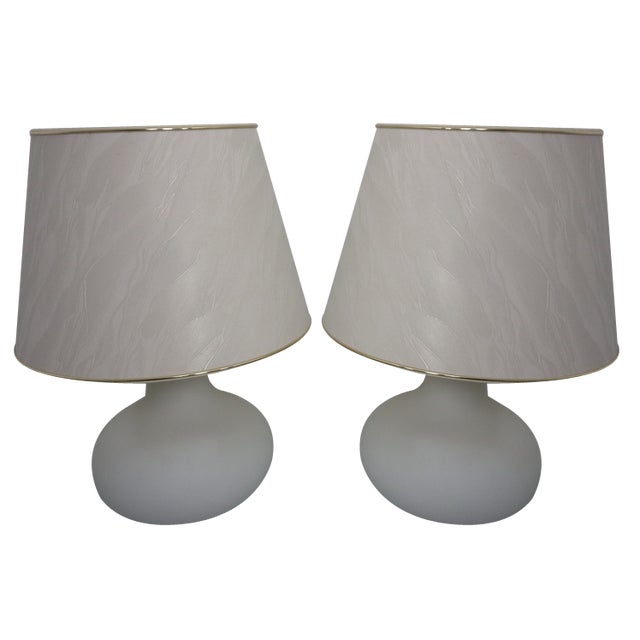 Opaline Glass Table Lamps from Glashütte Limburg, 1960s, Set of 2 For Sale