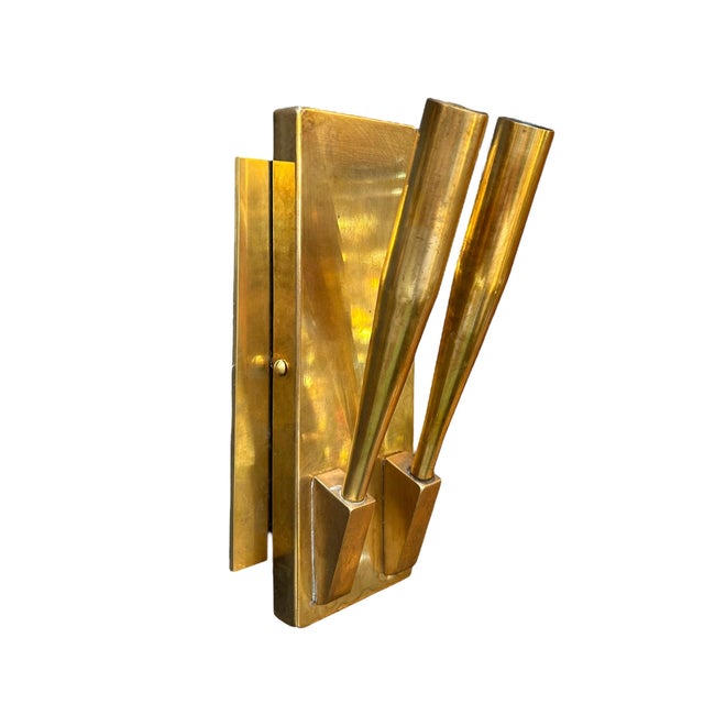 1970s Gio Ponti Brass Sconces - a Pair For Sale - Image 5 of 7