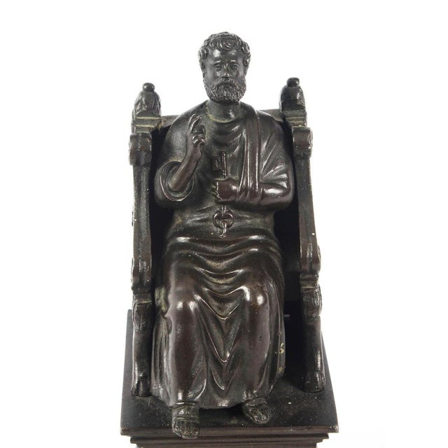 Antique Italian Grand Tour Patinated Bronze Sculpture of St. Peter, 19th-Century For Sale - Image 3 of 9