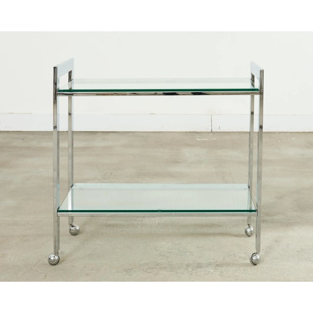 Milo Baughman Style Mid-Century Chrome Two Tier Bar Cart For Sale - Image 17 of 17