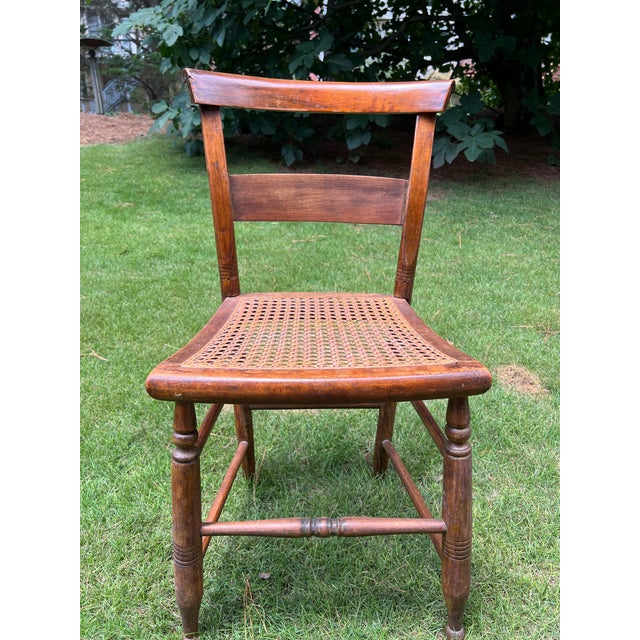 Wood Vintage Caned Seat Chairs, Set of 4 For Sale - Image 7 of 11