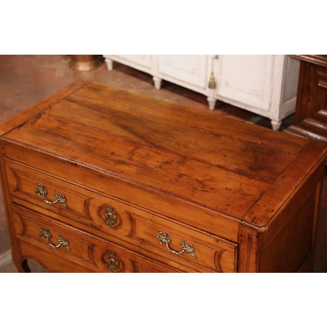 French 18th Century French Louis XV Cherry Commode Sauteuse With Bronze Mounts For Sale - Image 3 of 11