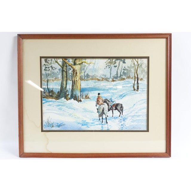 Paint Late 20th Century Through the Woods - Original Watercolor on Paper Signed For Sale - Image 7 of 7