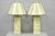 Late 20th Century French Country Cream & Green Distressed Tole Metal Cylinder Table Lamps - A Pair For Sale - Image 12 of 14