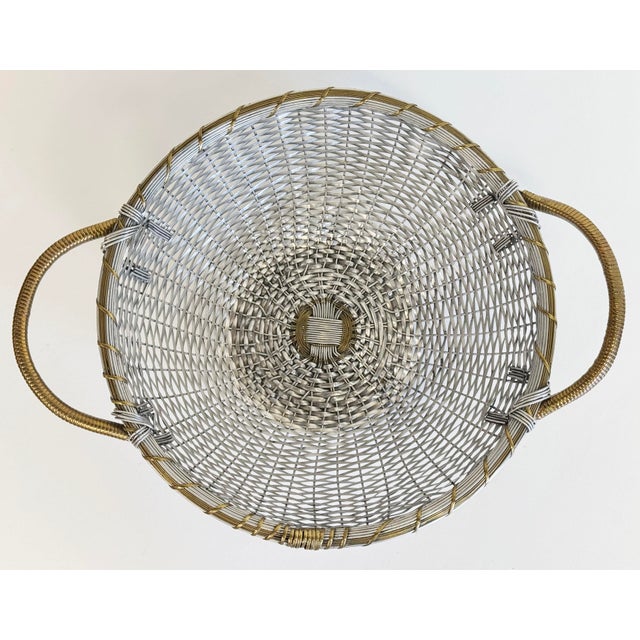 Silver Vintage French Style Silver Woven Handled Basket For Sale - Image 8 of 10