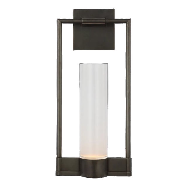 Ray Booth for Visual Comfort Signature Lucid Single Bracketed Sconce in Bronze with Frosted Glass For Sale