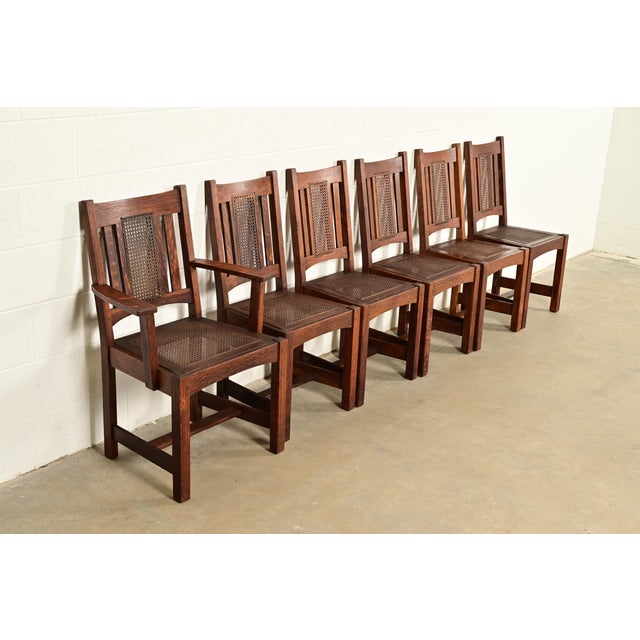 Lifetime Furniture Antique Mission Oak and Cane Arts & Crafts Dining Chairs, Set of Six For Sale - Image 14 of 14