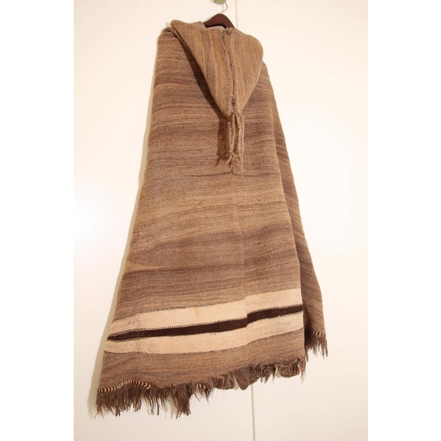 1950s Moroccan Burnous Wool Cape by Berber Tribes, Hand-Woven Art For Sale - Image 12 of 13