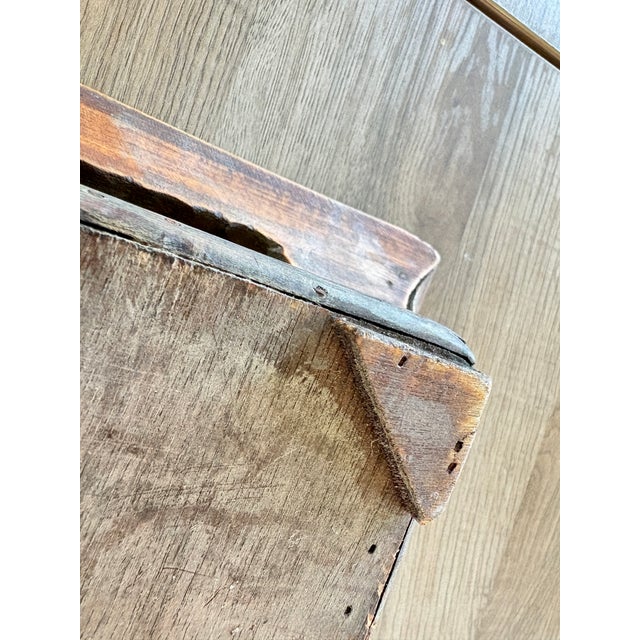 Brown Vintage Primitive Handcrafted Bamboo Wood & Woven Splint Tray For Sale - Image 8 of 11