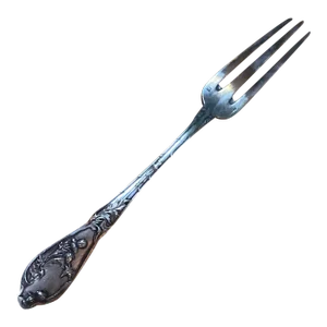 Antique French Boulenger Art Nouveau Silver Plate Large Serving Fork