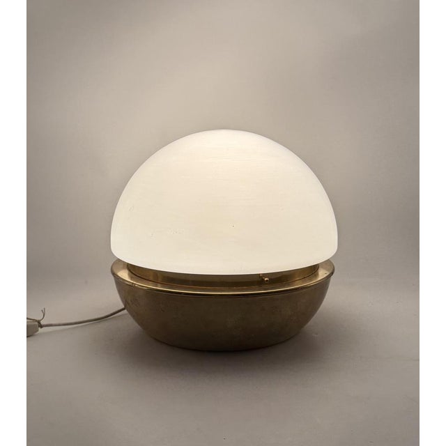 1970s Mid-Century Brass and Glass Dome Table Lamp, Italy, 1960s For Sale - Image 5 of 13