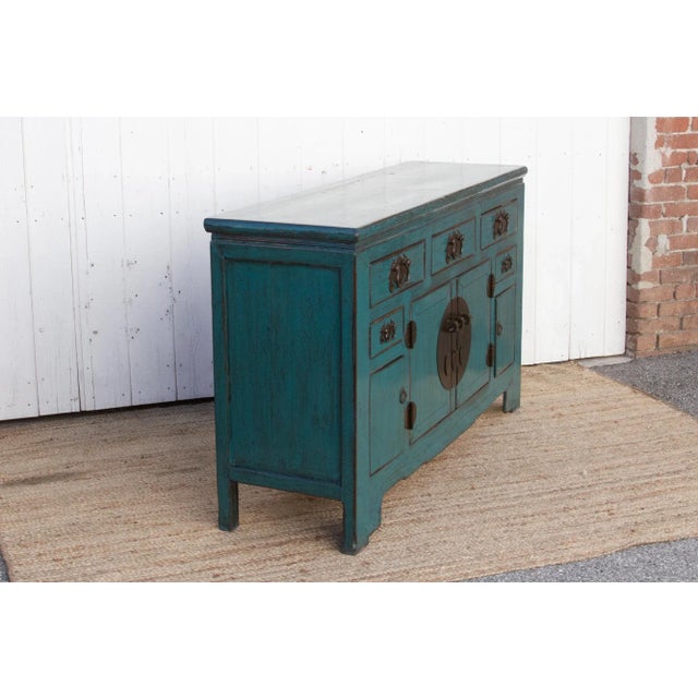 Providence Blue Lacquered Tianjin Credenza For Sale - Image 9 of 10