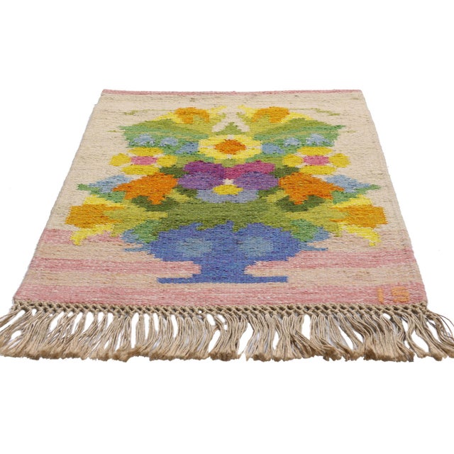 Mid-Century Modern Ingegerd Silow Vintage Swedish Rollakan Rug, 01'11 X 02'09 For Sale - Image 3 of 11