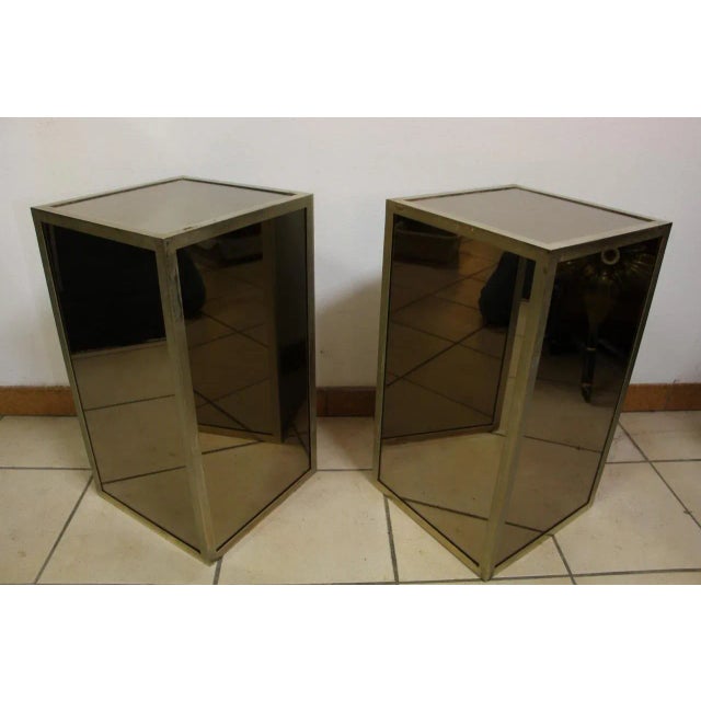 Mid-Century Glass and Nickel-Plated Brass Side Tables, 1950s, Set of 2 For Sale - Image 9 of 9