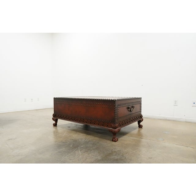 Traditional 1980s Attributed to Ralph Lauren Dalton Leather Clad Cocktail Coffee Table For Sale - Image 3 of 10