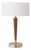 Pasadena Table Lamp 27" H - Mid Century Modern, Weathered Brass, Dark Walnut Tapered Body, Dimmable, Bulb Included For Sale