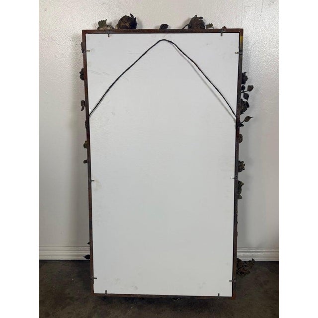 Antique Mid-Century Wrought Iron Mirror With Floral Motif For Sale - Image 16 of 16