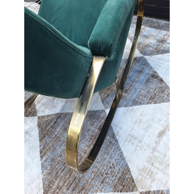 1970s In the Style of Guido Faleschini Chrome and Brass Milo Baughman Rocking Chair For Sale - Image 11 of 12