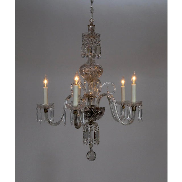 1920s 1920s Georgian Style Cut Crystal 5-Light Chandelier For Sale - Image 5 of 12