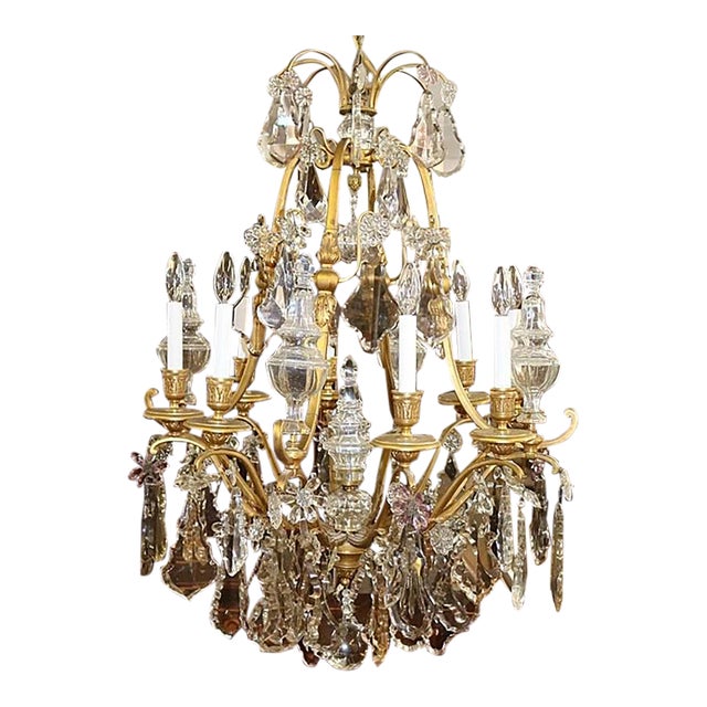 19thc XL Majestic French Louis XV Versailles Gilt Bronze Chandelier Attributed Maison Bagues For Sale