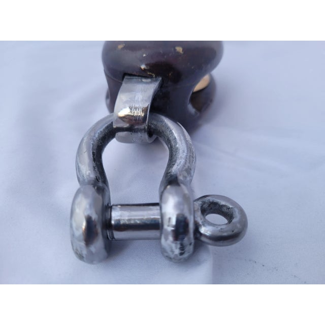 Yacht Pulley of Rosewood and Brass For Sale In Boston - Image 6 of 8