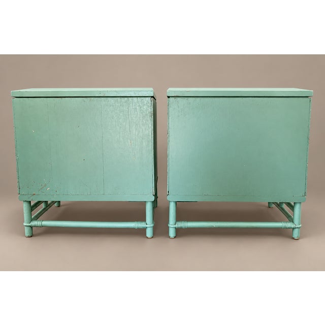 Ficks Reed Vintage Ficks Reed Style Kaplan & Fox Faux Bamboo Nightstands or Side Tables - A Pair For Sale - Image 4 of 10