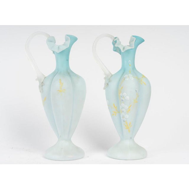 Early 20th Century Enameled Opaline Ewers, Set of 2 For Sale - Image 4 of 9