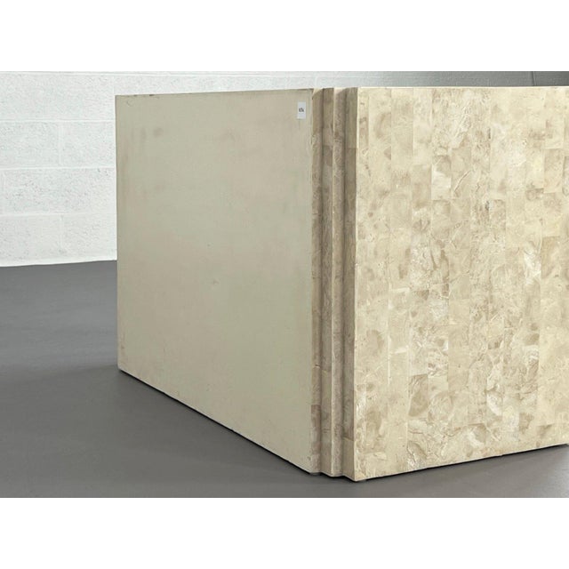 Metal Vintage Sideboard in Stone Marquetry and Brass Inlay, 1980s For Sale - Image 7 of 12