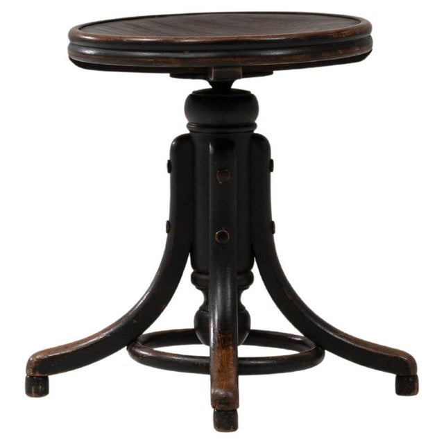 1920s Austrian Industrial Wooden Swivel Stool For Sale - Image 10 of 18